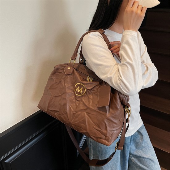 New personalized short-distance travel bag, trendy and fashionable handheld sports and fitness bag, large-capacity PU leather duffel bag