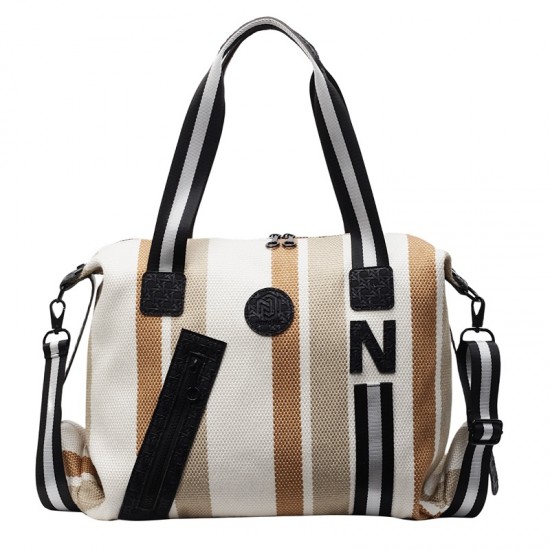 Striped retro travel bag, large-capacity lightweight handbag for women, short-distance travel luggage, wet/dry fitness bag Striped retro travel bag, large-capacity lightweight handbag for women, short-distance travel luggage, wet/dry fitness bag