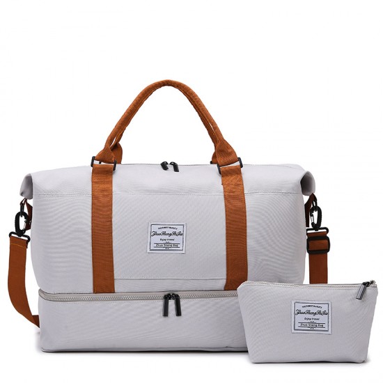 Stylish contrasting color storage bag, simple large-capacity business travel bag, wet/dry separation, fitness bag with shoe compartment Stylish contrasting color storage bag, simple large-capacity business travel bag, wet/dry separation, fitness bag with shoe compartment