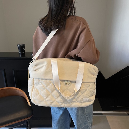 Women's simple casual diamond-patterned travel bag, wet and dry separation, sports and fitness bag