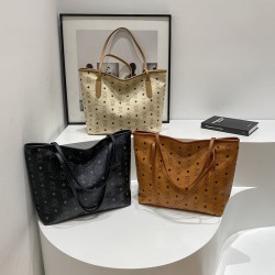 Cross-border trade retro large-capacity handbags, fashionable and trendy printed tote bags, simple commuter shoulder bags