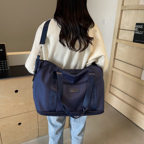 Expandable large-capacity travel bag, single-shoulder travel bag with wet/dry separation and casual gym bag with trolley Expandable large-capacity travel bag, single-shoulder travel bag with wet/dry separation and casual gym bag with trolley