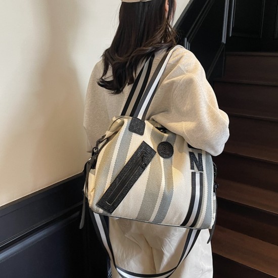 Striped retro travel bag, large-capacity lightweight handbag for women, short-distance travel luggage, wet/dry fitness bag Striped retro travel bag, large-capacity lightweight handbag for women, short-distance travel luggage, wet/dry fitness bag