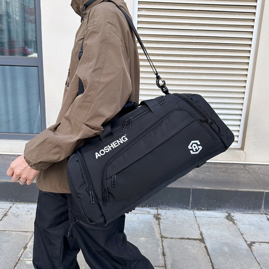Large-capacity travel bag with shoe compartment, decompression shoulder strap, travel bag with trolley for men and women on business trips Large-capacity travel bag with shoe compartment, decompression shoulder strap, travel bag with trolley for men and women on business trips