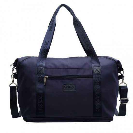 Expandable large-capacity travel bag, single-shoulder travel bag with wet/dry separation and casual gym bag with trolley Expandable large-capacity travel bag, single-shoulder travel bag with wet/dry separation and casual gym bag with trolley