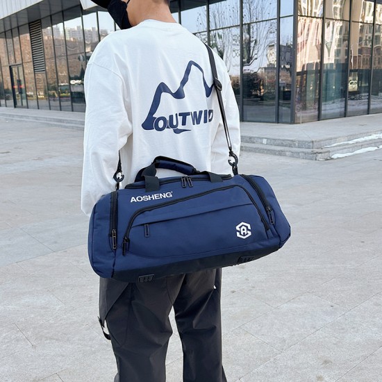 Large-capacity travel bag with shoe compartment, decompression shoulder strap, travel bag with trolley for men and women on business trips Large-capacity travel bag with shoe compartment, decompression shoulder strap, travel bag with trolley for men and women on business trips