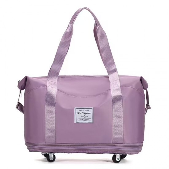 Short travel luggage with wheels, expandable moving storage bag, large-capacity portable gym bag for expectant mothers Short travel luggage with wheels, expandable moving storage bag, large-capacity portable gym bag for expectant mothers