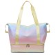 Women's fitness bags with gradient shading and large capacity. Shoe compartment travel bag, wet/dry separation, sports and fitness bag with trolley attachment