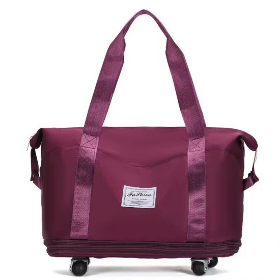 Short travel luggage with wheels, expandable moving storage bag, large-capacity portable gym bag for expectant mothers Short travel luggage with wheels, expandable moving storage bag, large-capacity portable gym bag for expectant mothers