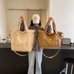 Expandable large-capacity travel bag, single-shoulder travel bag with wet/dry separation and casual gym bag with trolley Expandable large-capacity travel bag, single-shoulder travel bag with wet/dry separation and casual gym bag with trolley
