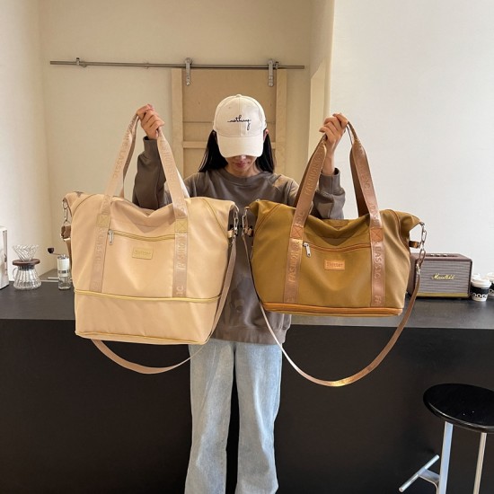 Expandable large-capacity travel bag, single-shoulder travel bag with wet/dry separation and casual gym bag with trolley Expandable large-capacity travel bag, single-shoulder travel bag with wet/dry separation and casual gym bag with trolley